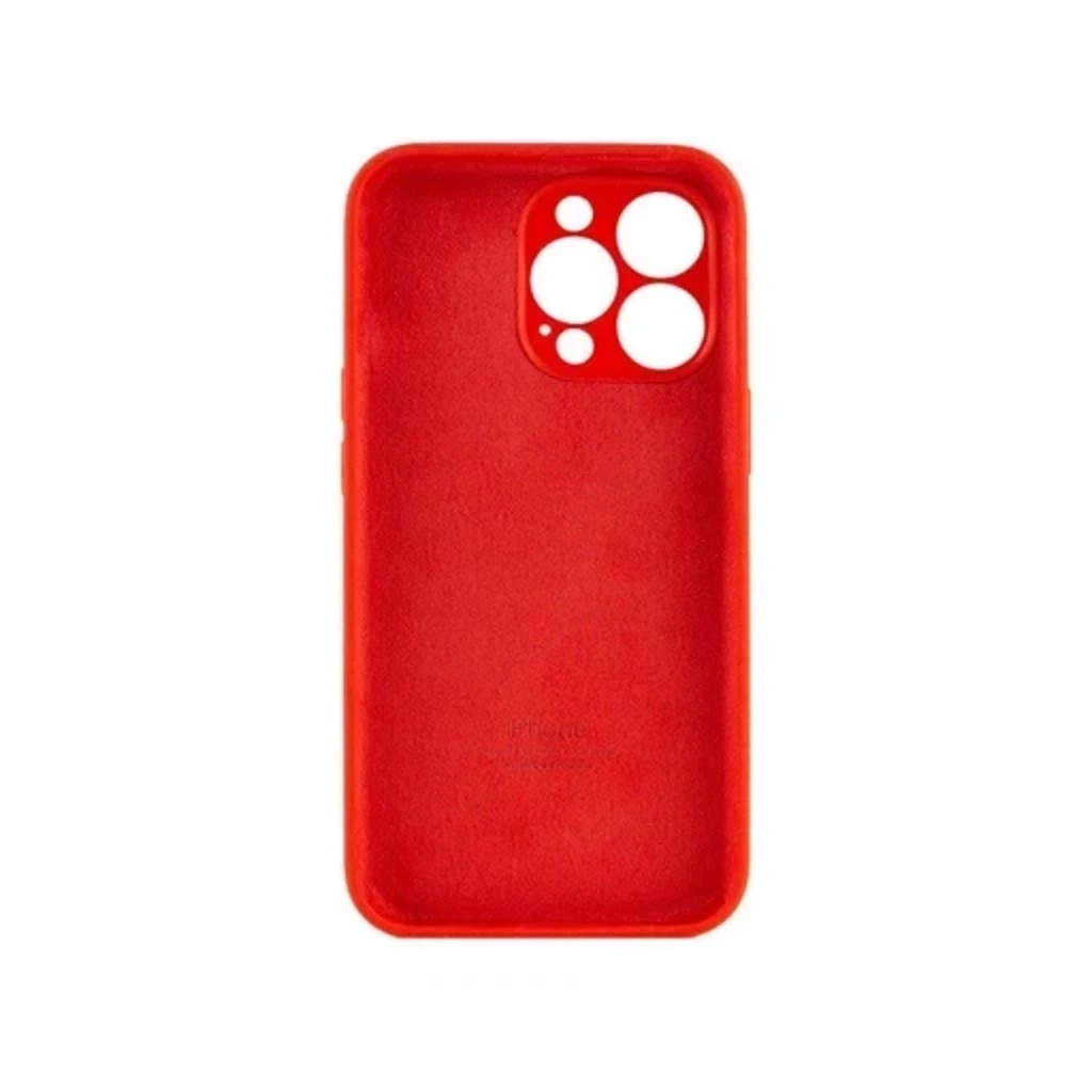 Чехол Silicone Case с закрытым низом и защитой камеры для Iphone 14 Pro (Квадратные грани)